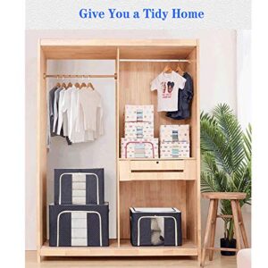 WWWUUU Storage Boxes , Oxford Cloth Steel Frame Storage Box Bag, Easy to Fold with Sturdy Zipper,Storage for Clothes,Bed ,Blankets,Bedding,Pillow (Navy Blue, 15.4x11.4x7.9 IN (22L))