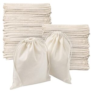 palterwear drawstring bags bulk wholesale - pack of 100 - size 6 x 8 (natural cotton - double drawstring)