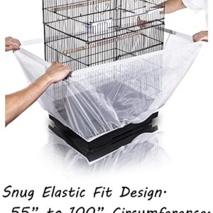 Tamu style Bird Cage Seed Catcher, Large, Stretchy Form Fitting Mesh Skirt Cover for Parrot Enclosures, Light and Breathable Fabric, Prevent Scatter and Mess, Reusable