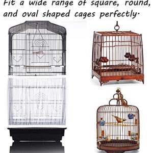 Tamu style Bird Cage Seed Catcher, Large, Stretchy Form Fitting Mesh Skirt Cover for Parrot Enclosures, Light and Breathable Fabric, Prevent Scatter and Mess, Reusable
