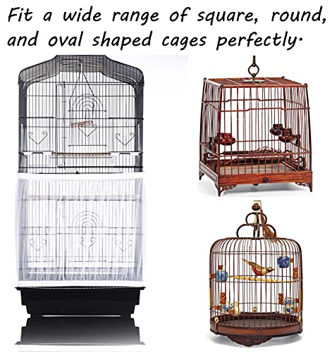 Tamu style Bird Cage Seed Catcher, Large, Stretchy Form Fitting Mesh Skirt Cover for Parrot Enclosures, Light and Breathable Fabric, Prevent Scatter and Mess, Reusable