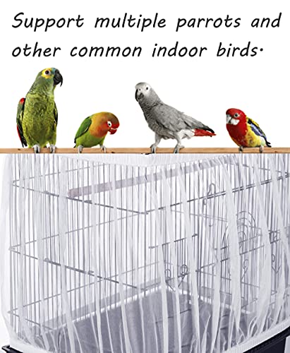 Tamu style Bird Cage Seed Catcher, Large, Stretchy Form Fitting Mesh Skirt Cover for Parrot Enclosures, Light and Breathable Fabric, Prevent Scatter and Mess, Reusable