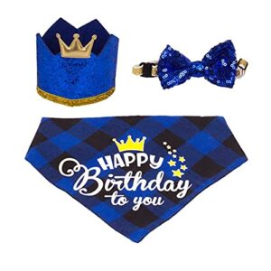 Dog Birthday Bandana Set Birthday Party Hat Shiny Dog Bow Tie Dog Birthday Party Supplies