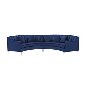 modern design semi-circular shape velvet fabric symmetrical sectional sofa, including 2 curved couches