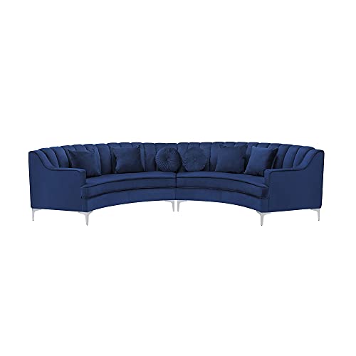 Modern Design Semi-Circular Shape Velvet Fabric Symmetrical Sectional Sofa, Including 2 Curved Couches