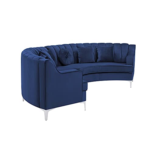 Modern Design Semi-Circular Shape Velvet Fabric Symmetrical Sectional Sofa, Including 2 Curved Couches