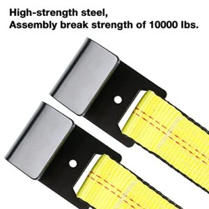 Sumpluct Tow Dolly Basket Straps with Flat Hooks -2 Pack,Car Wheel Straps System Tire Net Fits Most 15"-19" Tires Wheels,10000 lbs Break Strength,Yellow, with 1 Carrying Bag