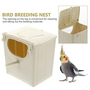 Parrot plastic bird nest box Breeding Box Plastic Birdhouse Pet Wood Parakeet Budgie Cockatiel Breeding Nesting with Hooks for Budgie Finch Conure bird finch nest Cockatiel parrot tree hanging box