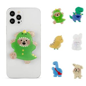 NC Phone Grip Handle Finger Clip Holder Grip Bracket Support Cute 3D Cartoon T-rex Dinosaur Design Anime Animal Smartphone Expandable Adjustable Stand