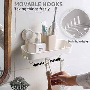 Shower Caddy Suction Cup Set Shower Shelf Shower Basket Shower Caddy with 4 Hooks One Second Installation NO-Drilling Removable Suction Shower Organizer Powerful Waterproof Bathroom Caddy Organizer