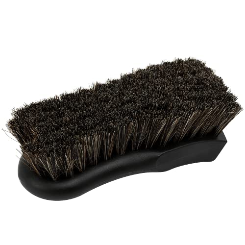 VIKING Leather and Upholstery Cleaning Brush with Natural Boars Hair and Synthetic Fibers for Car Interior, Home, Couch, Stain Remover, Black