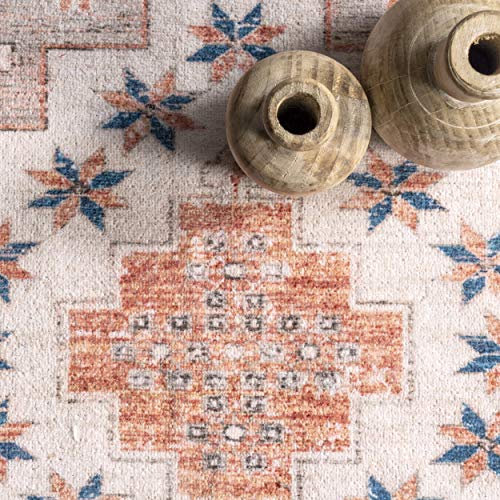 nuLOOM Alicia Machine Washable Medallion Area Rug, 8' x 10', Rust