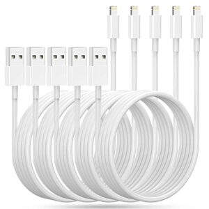 jahmai iphone charger, 5pack 6ft lightning cable[apple mfi certified] fast charging high speed data sync phone cord compatible with iphone 14 13 12 11 pro max xs max xr xs x 8 7 plus 6s se ipad mini