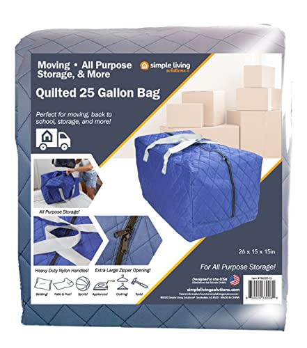 25 Gallon Quilted Moving and Storage Bag. 22" x 10" x 8". Moving Bag with Reinforced Handles and Zippers. Great for Moving and Storing Clothes, Art Supplies, School Supplies and More.