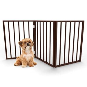 pet gate collection – dog gate for doorways, stairs or house – freestanding, folding, accordion style, wooden indoor dog fence by petmaker
