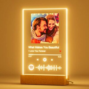 witfox custom spotify plaque anniversary ideal gifts for him - spotify glass plaque birthday gifts for women - personalized acrylic song with photo music plaque - customized gifts for her