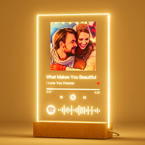 witfox Custom Spotify Plaque Anniversary Ideal Gifts for Him - Spotify Glass Plaque Birthday Gifts for Women - Personalized Acrylic Song with Photo Music Plaque - Customized Gifts for Her