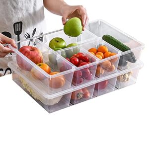nlgg 2pack stackable fridge freezer organizer refrigerator food storage bin containers with lid plastic fridge produce saver fresh keeper container for produce fruits vegetables meat fish