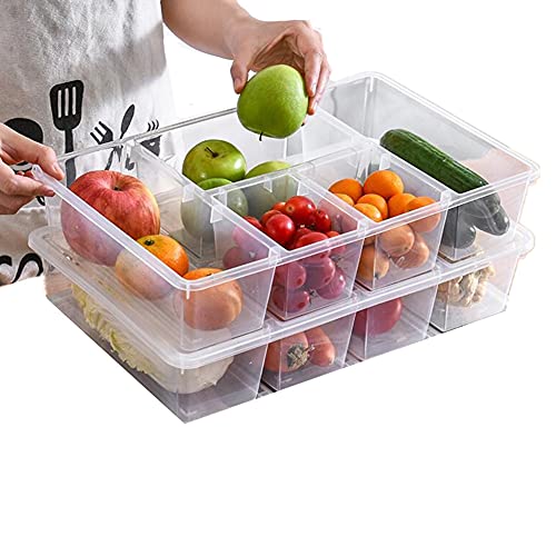 NLGG 2Pack Stackable Fridge Freezer Organizer Refrigerator Food Storage Bin Containers with Lid Plastic Fridge Produce Saver Fresh Keeper Container for Produce Fruits Vegetables Meat Fish