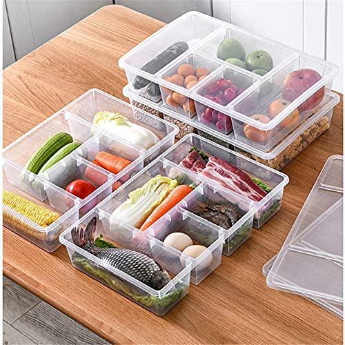 NLGG 2Pack Stackable Fridge Freezer Organizer Refrigerator Food Storage Bin Containers with Lid Plastic Fridge Produce Saver Fresh Keeper Container for Produce Fruits Vegetables Meat Fish