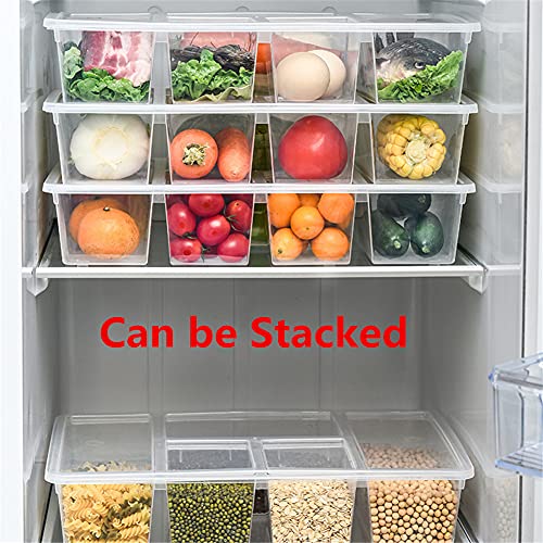 NLGG 2Pack Stackable Fridge Freezer Organizer Refrigerator Food Storage Bin Containers with Lid Plastic Fridge Produce Saver Fresh Keeper Container for Produce Fruits Vegetables Meat Fish