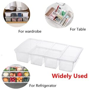 NLGG 2Pack Stackable Fridge Freezer Organizer Refrigerator Food Storage Bin Containers with Lid Plastic Fridge Produce Saver Fresh Keeper Container for Produce Fruits Vegetables Meat Fish