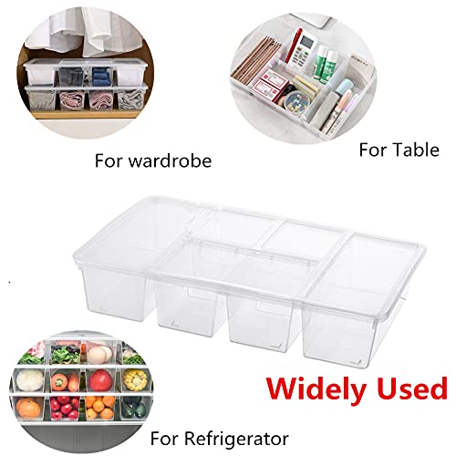 NLGG 2Pack Stackable Fridge Freezer Organizer Refrigerator Food Storage Bin Containers with Lid Plastic Fridge Produce Saver Fresh Keeper Container for Produce Fruits Vegetables Meat Fish