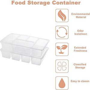 NLGG 2Pack Stackable Fridge Freezer Organizer Refrigerator Food Storage Bin Containers with Lid Plastic Fridge Produce Saver Fresh Keeper Container for Produce Fruits Vegetables Meat Fish