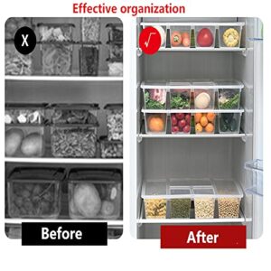 NLGG 2Pack Stackable Fridge Freezer Organizer Refrigerator Food Storage Bin Containers with Lid Plastic Fridge Produce Saver Fresh Keeper Container for Produce Fruits Vegetables Meat Fish