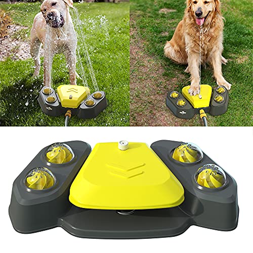 SSXX Dog Outdoor Dog Drinking Water Fountain Step On, Step On Dog/Pet Water Dispenser System, Provides Fresh Water, Sturdy, Easy to Use Bathing Water Spray Dog Toy （Popular Color）, Large