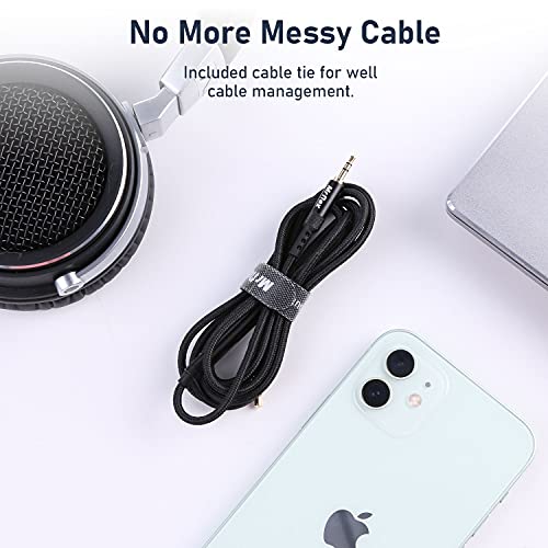 Mr Rex Replacement Audio Cable Cord with Mic for Bose 700 QuietComfort QC35 QC35II QC25 QC45 Headphones, JBL E45BT E55BT E65BTNC 750NC Earphone, Nylon-Braided 2.5mm to 3.5mm Aux Cord Wire(1-Pack, 5ft)