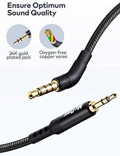 Mr Rex Replacement Audio Cable Cord with Mic for Bose 700 QuietComfort QC35 QC35II QC25 QC45 Headphones, JBL E45BT E55BT E65BTNC 750NC Earphone, Nylon-Braided 2.5mm to 3.5mm Aux Cord Wire(1-Pack, 5ft)