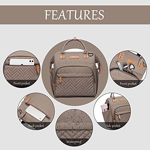 Scorlia Insulated Lunch Bag with Portable Flatware Storage Bag, Leakproof Cooler Box Bag with Adjustable Strap, Reusable Wide-Open Lunch Tote for Women/Men Work, School, Office, Picnic, 11L - Khaki