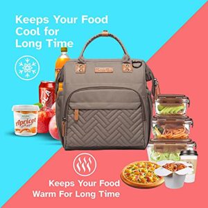 Scorlia Insulated Lunch Bag with Portable Flatware Storage Bag, Leakproof Cooler Box Bag with Adjustable Strap, Reusable Wide-Open Lunch Tote for Women/Men Work, School, Office, Picnic, 11L - Khaki