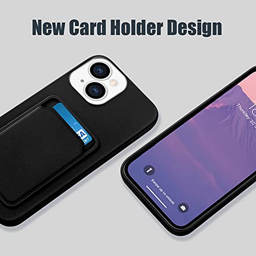 MZELQ Compatible with iPhone 13 (6.1 inch) Case, Card Holder Camera Protection Cover for iPhone 13 + Screen Protector, Card Slot Designed for iPhone 13 Phone Case -Black