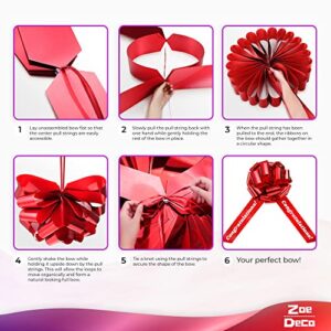 Zoe Deco Congratulations Car Bow (Red, 30 inch), Giant Gift Bow Pre-Printed with Congratulations, Big Bow for Car, Birthday Bow, Huge Car Bow, Car Bows, Big Bow for Gifts, Bow for Cars, Gift Wrapping