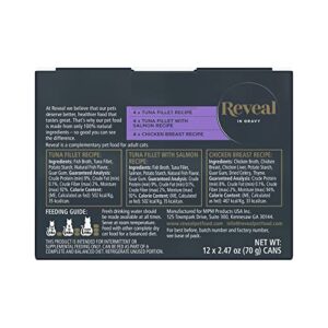 Reveal Natural Wet Cat Food, 12 Pack, Limited Ingredient Canned Wet Cat Food, Grain Free Food for Cats, Variety of Fish and Chicken Flavors in Gravy, 2.47oz Cans