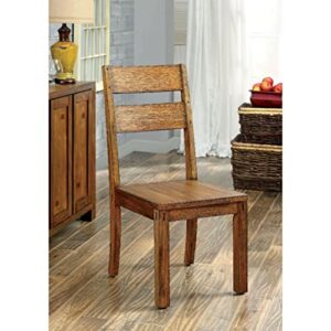 simple relax set of 2 wooden dining chairs, dark oak