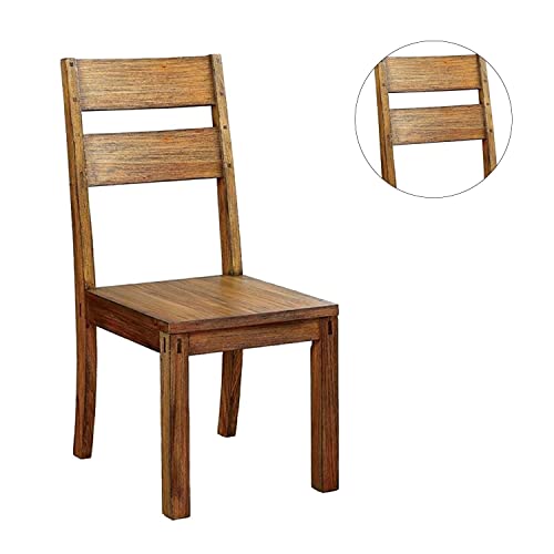 simple relax Set of 2 Wooden Dining Chairs, Dark Oak