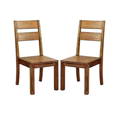 simple relax Set of 2 Wooden Dining Chairs, Dark Oak