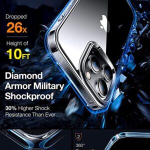 TORRAS Military Diamond Clear iPhone 13 Pro Max Case, [10FT Military Grade Drop Tested] Shockproof Protective Anti-Scratch Hard Back Non-Slip Silicone Bumper Slim Phone Cases iPhone 13 Pro Max, Clear