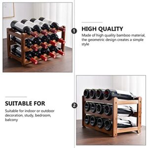 BESPORTBLE Wooden Wine Storage Rack Stackable Wine Bottle Holder 3 Layer Rustic Wine Shelf Cabinet Display 12 Bottles Organizer for Home Bar Shop Countertop