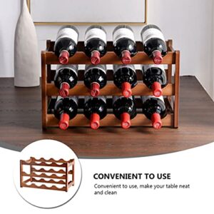 BESPORTBLE Wooden Wine Storage Rack Stackable Wine Bottle Holder 3 Layer Rustic Wine Shelf Cabinet Display 12 Bottles Organizer for Home Bar Shop Countertop