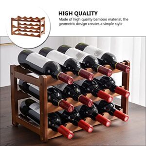 BESPORTBLE Wooden Wine Storage Rack Stackable Wine Bottle Holder 3 Layer Rustic Wine Shelf Cabinet Display 12 Bottles Organizer for Home Bar Shop Countertop