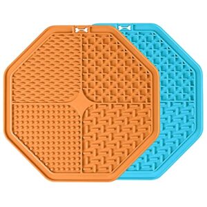 udorich dog cat lick pad [2 pack], slow feeder licking mat pad for dog anxiety relief | pet iq treat mat | dog peanut butter licking calming feeding mats for bathing,grooming,and nail trimming