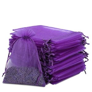 kslong 100pcs small mesh bags drawstring 3x4,sheer organza bags drawstring for jewelry, mesh party wedding favor bags for small business,candy,bracelet packaging,empty sachet bags (purple)