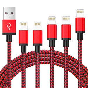 iphone charger cable, [ apple mfi certified ] lightning cable 5pack-3/3/6/6/10ft braided long iphone fast charging data sync cord compatible iphone 14 13 12 11 pro max xs x xr 8 7 6 5 ipad ipod more