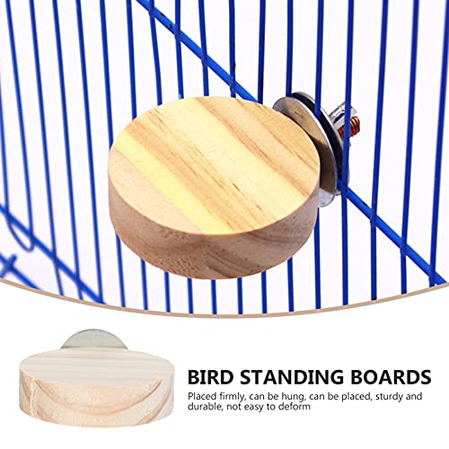 cabilock Climbing Toys 3pcs Bird Wood Platform Parrot Perch Stand Playground Cage Corner Shelf Board for Conures Budgies Hamster Gerbil Rat 5. 5cm Round Bird Cage