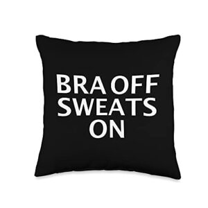 no bra club threads & design studio braless humor titty freedom free the nips funny bra off throw pillow, 16x16, multicolor