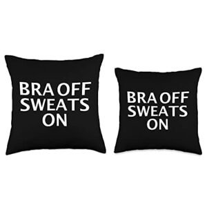 No Bra Club Threads & Design Studio Braless Humor Titty Freedom Free The Nips Funny Bra Off Throw Pillow, 16x16, Multicolor